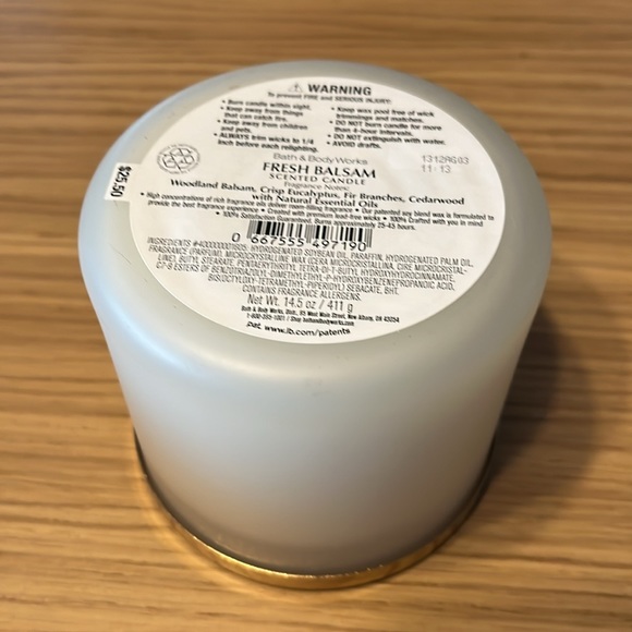 Bath & Body Works 3 Wick Candle. Fresh Balsam. - Picture 3 of 3